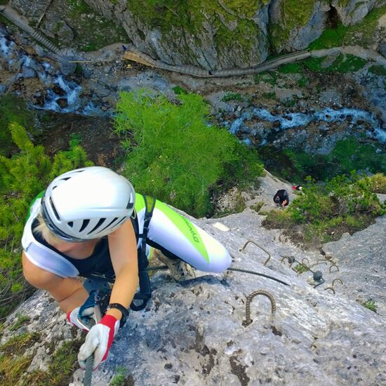 Klettern in der Silberkarklamm in der Ramsau